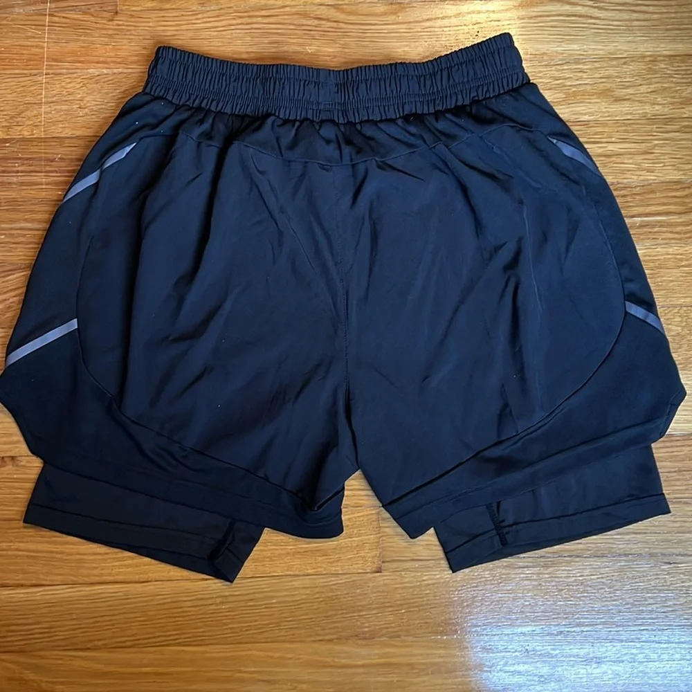 Arsuxeo Mens 2 in 1 Black Running Shorts size XL - Picture 5 of 5